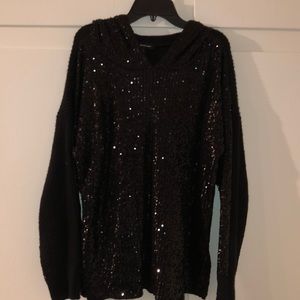 INC sequin hoodie with cozy sweater back XL